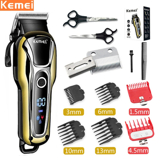 Kemei Hair Clipper Electric Hair Trimmer Professional Men's hair clipper cordless beard trimmer LED display Wireless Hair Cutter