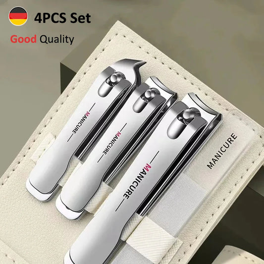 New Nail Clippers Set 4 PCs with Rotating Leather Bag Professional Trimmer Pedicure Care Tools Manicure Set Home Care Gift