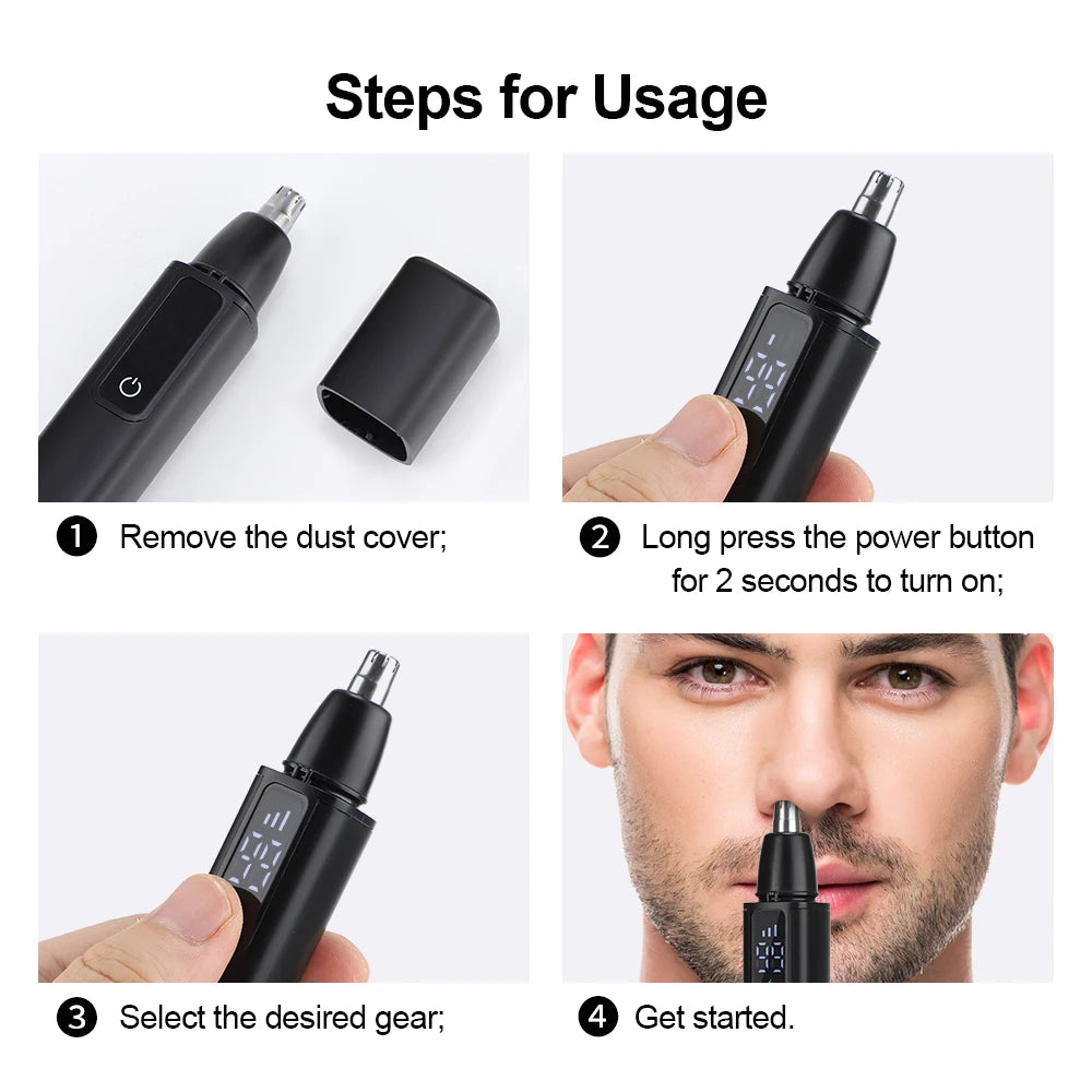 Electric Nose Hair Trimmer For Men Rechargeable Professional Painless Lips Eyebrows Ear Hair Trimmer Men's Razor Face Shaver