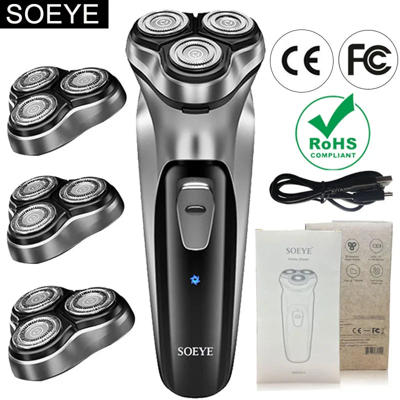 Electric Shaver for Men Electric Razor SOEYE Shaver for Men 3D Floating Blade Beard Trimmer USB Recharge Hair Cutting Machine