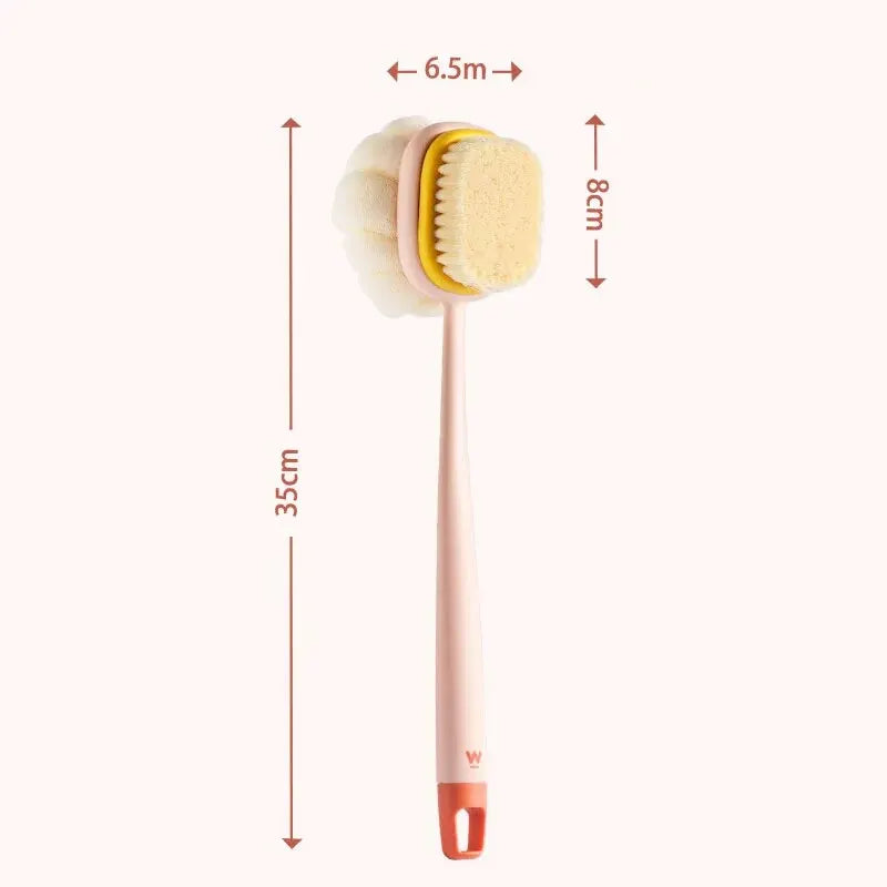 Brosse de douche pour le dos en luffa à long manche avec éponge en maille douce pour le bain exfoliant pour la peau des femmes, massage