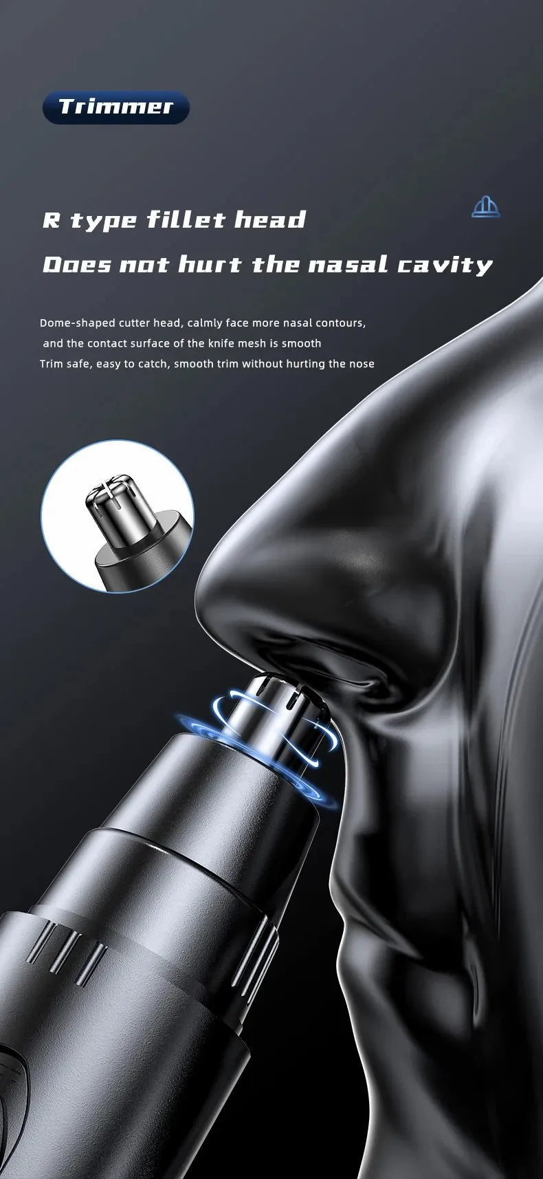 Black Electric Nose Hair Trimmer Ear and Nose Hair Trimmer Professional Painless Nose Hair Trimmer For MenAnd Women